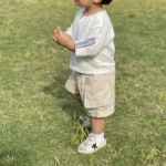 Picture of White And Blue Gergean Suit With Shorts For Boys (With Name Embroidery Option)