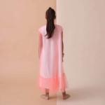 Picture of Pink Gergean Dress For Girls (With Name Embroidery)