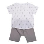 Picture of Summer Suit White Shirt And Gray Short For Kids (With Name Embroidery Option)