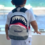 Picture of Shark School Bag for Kids (Available in Two Sizes) (With Name Embroidery)