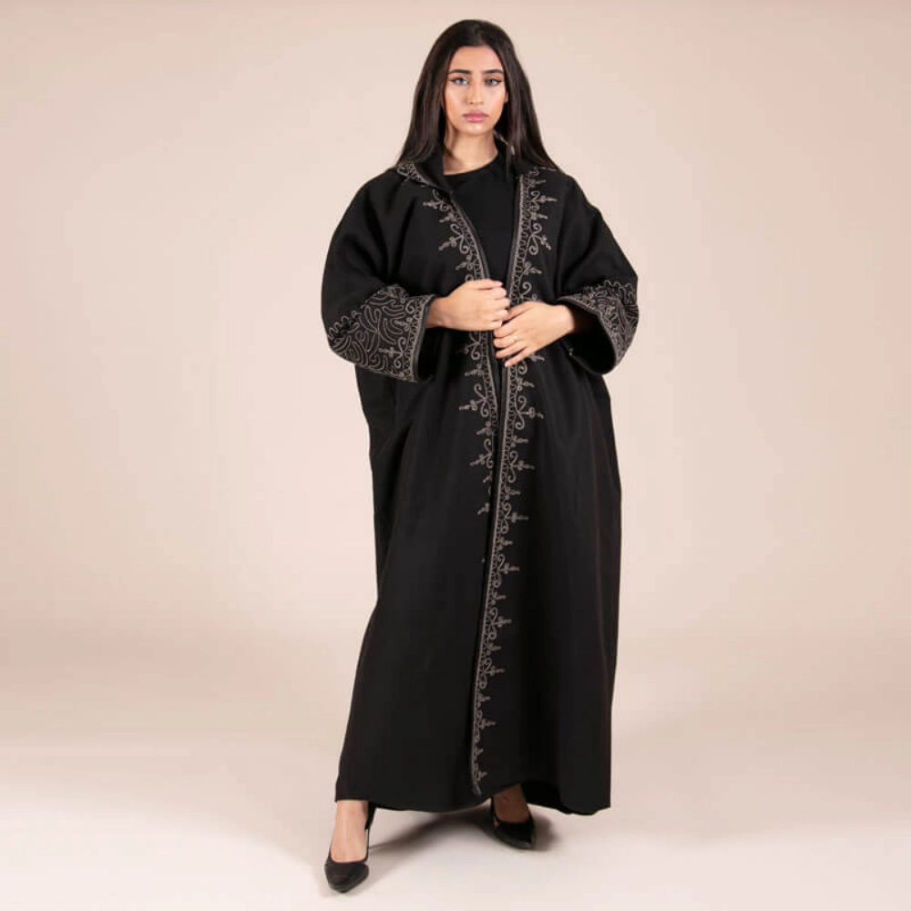 Picture of Dark Grey Winter Bisht With Hand Embroidery