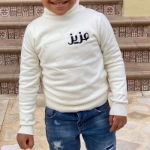 Picture of Off White High-Neck Soft Sweater For Kids (With Fixed Name Embroidery)