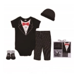 Picture of Saudi 4 Pcs Baby Gift Box - Italian Black Gentlemen Suit