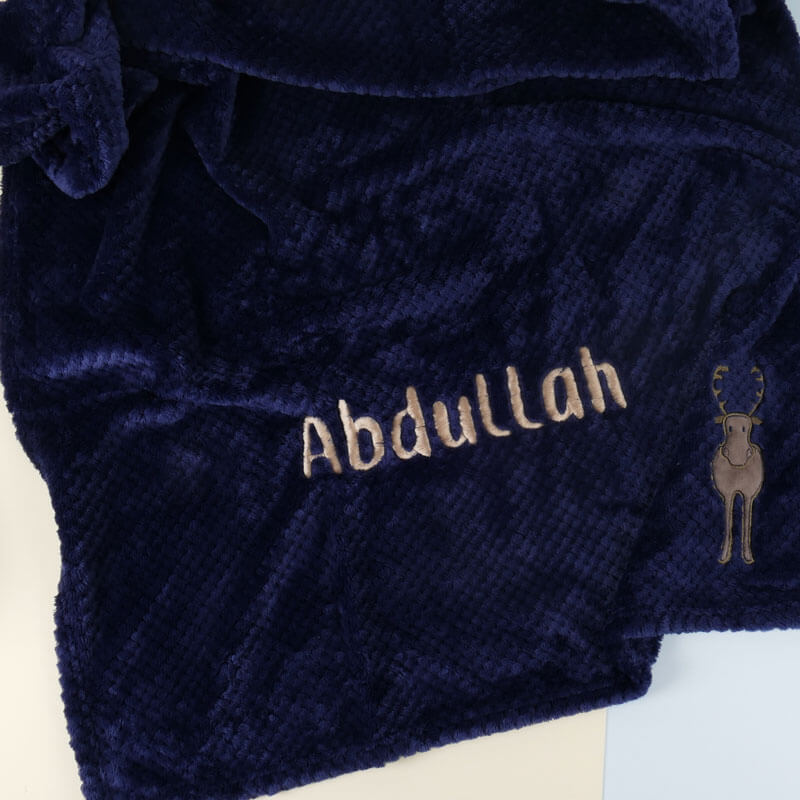 صورة Saudi Navy Reindeer Blanket For Baby (With Name Embroidery Option)