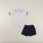 Picture of White And Navy Polo Baby Set For Baby Boy (With Name Embroidery Option)