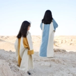 Picture of Off White And Blue Bisht For Girls