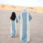 Picture of Off White And Blue Bisht For Girls