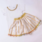 Picture of White And Gold Dark Embroidery Set For Girls (With Name Embroidery Option)