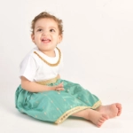 Picture of White And Green Embroidery Set For Girls (With Name Embroidery Option)