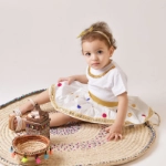 Picture of White And Color Spots Embroidery Set For Girls (With Name Embroidery Option)