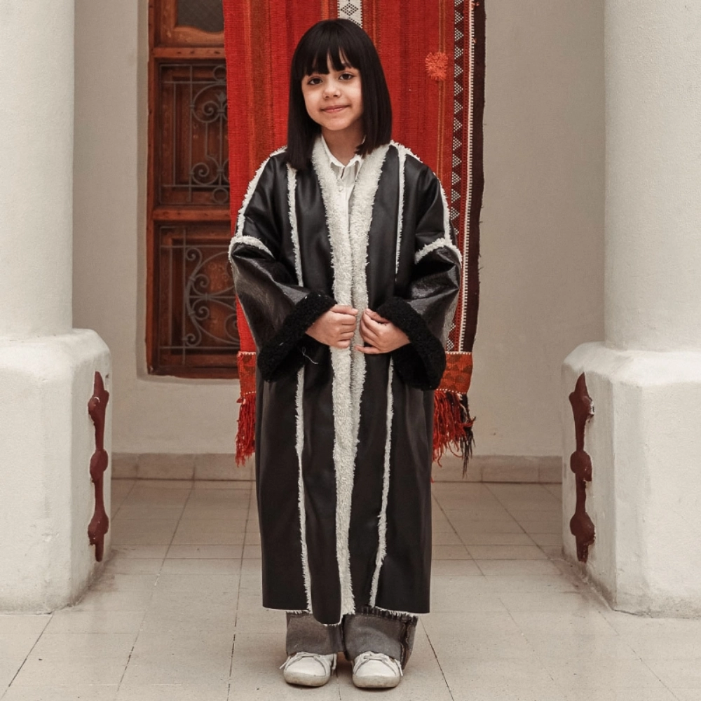 Picture of Saudi Black Pop Glitter Furwa For Girls (With Name Embroidery Option)