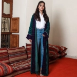 Picture of Green And Navy Blue Winter Bisht For Women
