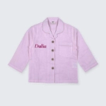 صورة طقم بيجامة قميص وبنطلون للاطفال لون بنك (مع امكانية تطريز الاسم) TIYA 