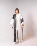 Picture of Saudi Women's long black fur jacket with white side