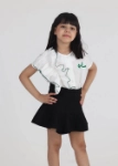 Picture of White And Green Side Design Top For Girls (With Name Embroidery Option)