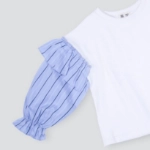 Picture of Saudi of White And Blue Sleeves Top For Girls