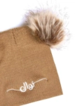 Picture of Saudi Brown Beenie Cap With Fur For Kids (With Name Embroidery) - Suitable For Below 2 Years