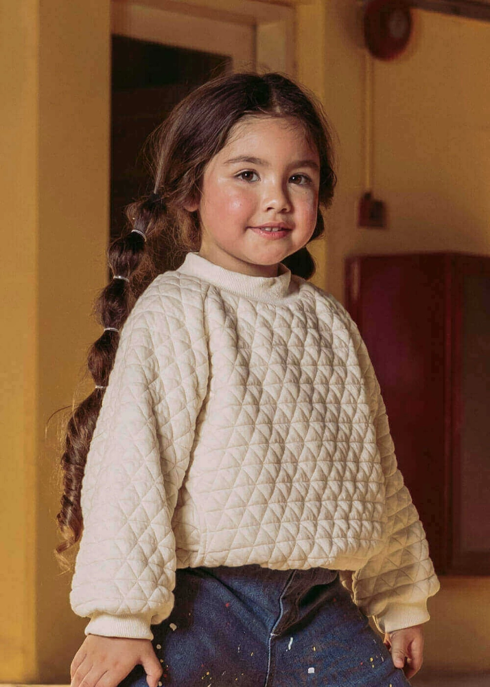 Picture of  Saudi White Sweater Top For Kids  (With Name Embroidery)