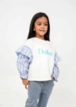 Picture of Saudi of White And Blue Sleeves Top For Girls