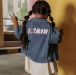 Picture of Saudi Blue Denim Jacket For Kids (With Name Embroidery)