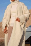 Picture of Saudi 7477 Off White With Beige Long Cardigan For Women FW1-23