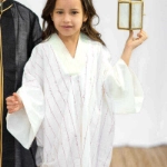 Picture of White Kimono With Maroon Arabic Font Dress For Newborn