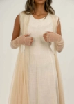 Picture of Saudi 23SS1TB697300 Beige Dress With Gloves For Women